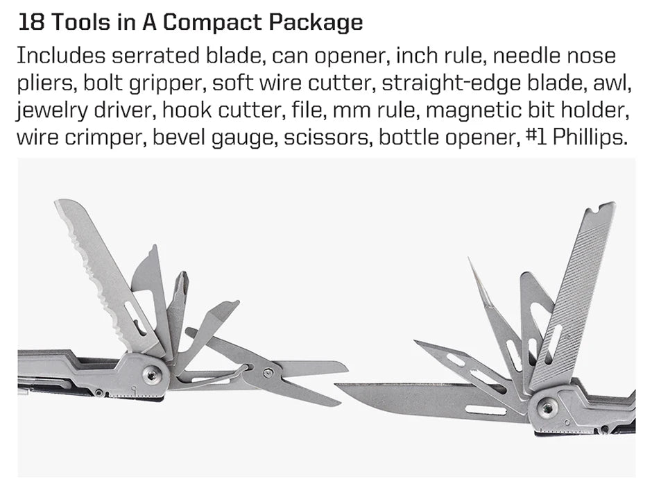 PowerPint 18-in-1 Tactical Multi-Tool – Folding Pliers & Knife