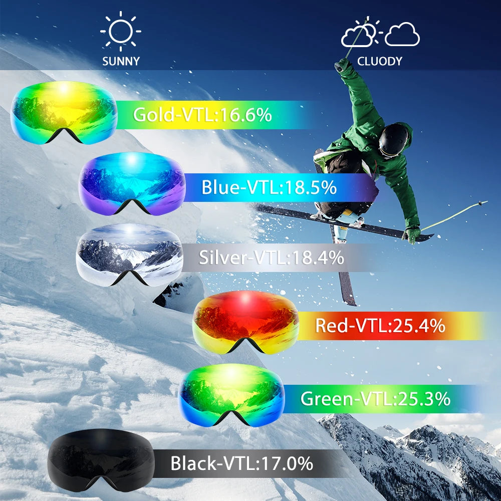 UV400 Ski Goggles – Anti-Fog Snowboard & Ski Eyewear