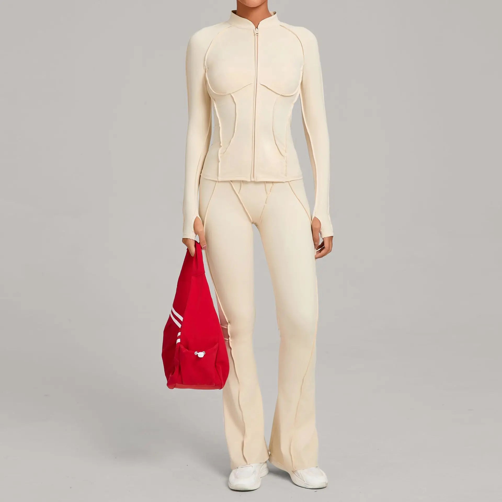 Seamless Yoga Set – High-Waist Leggings & Backless Sports Bra