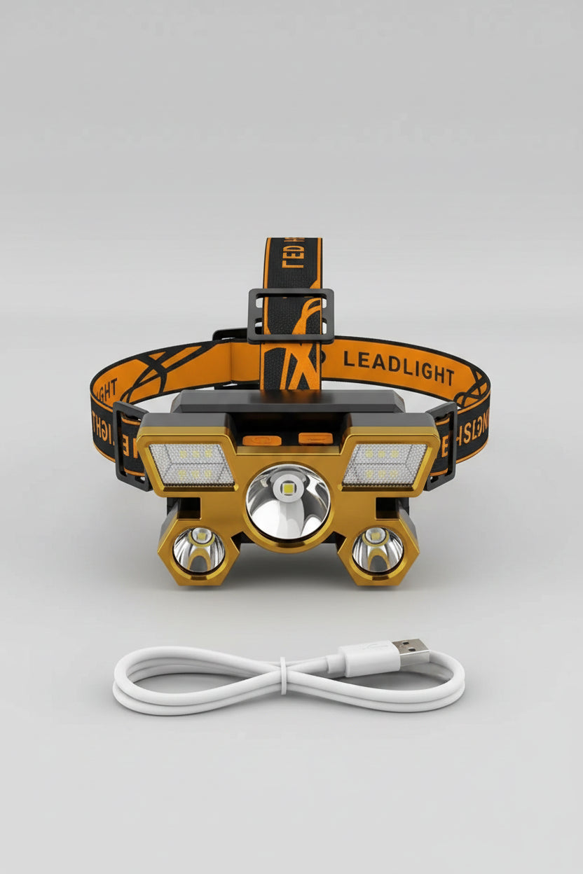 Rechargeable 5-LED Headlamp – USB Outdoor Camping & Cycling Light