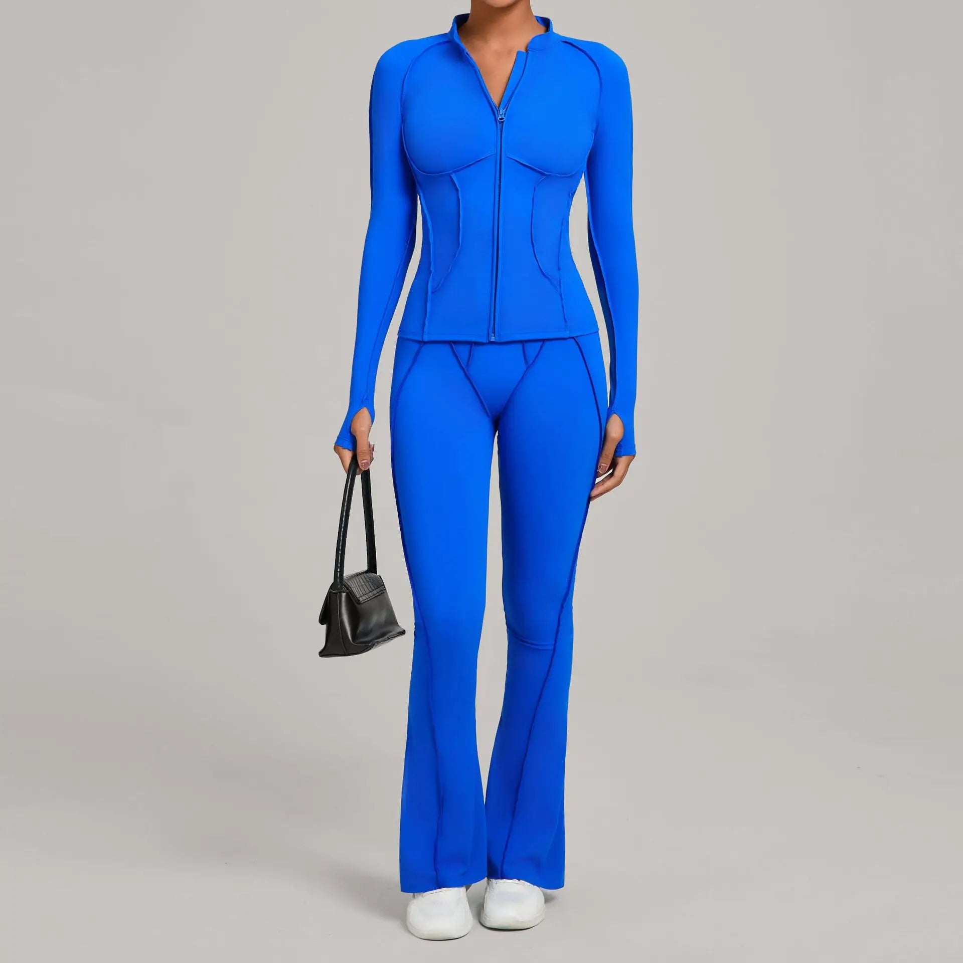 Seamless Yoga Set – High-Waist Leggings & Backless Sports Bra