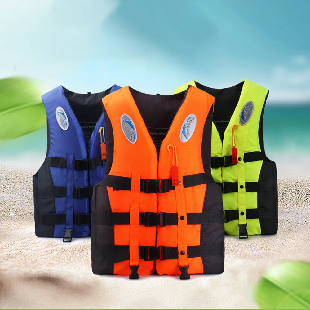 Adjustable Adult & Kids Swimming Life Jacket – Safety Vest with Whistle