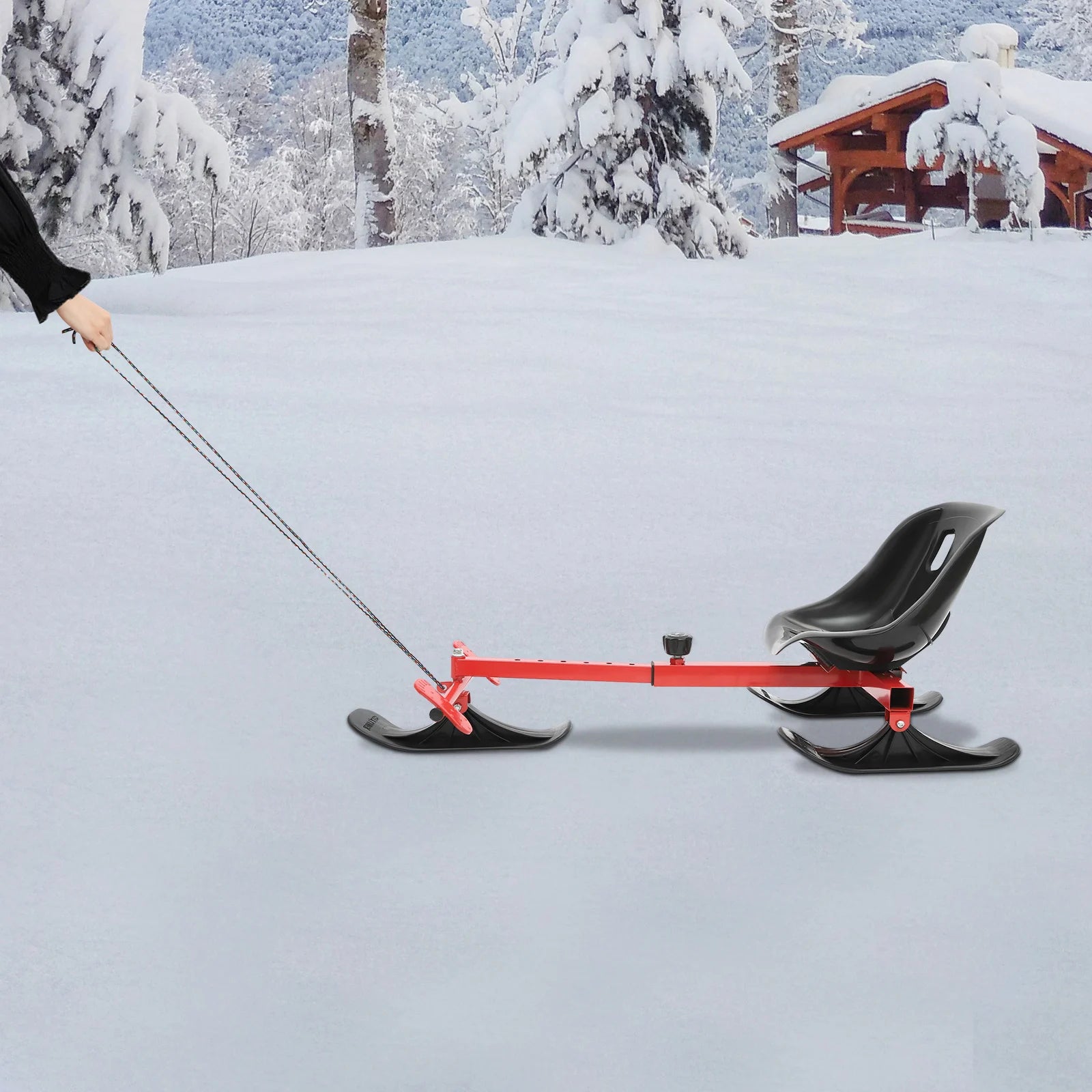 Snow Racer PE Triangular Ski Scooter – Red & Black, Ages 3+