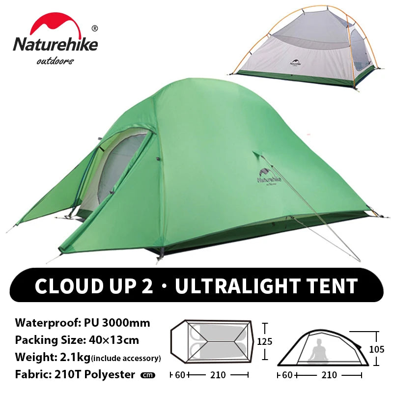 Naturehike 2-Person Waterproof Trekking Tent – Lightweight 3-Season Outdoor Shelter