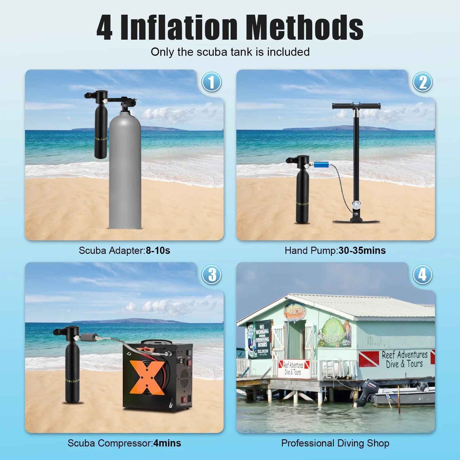 0.5L Mini Scuba Tank – Portable Diving Oxygen Cylinder for 5–10 Min Use