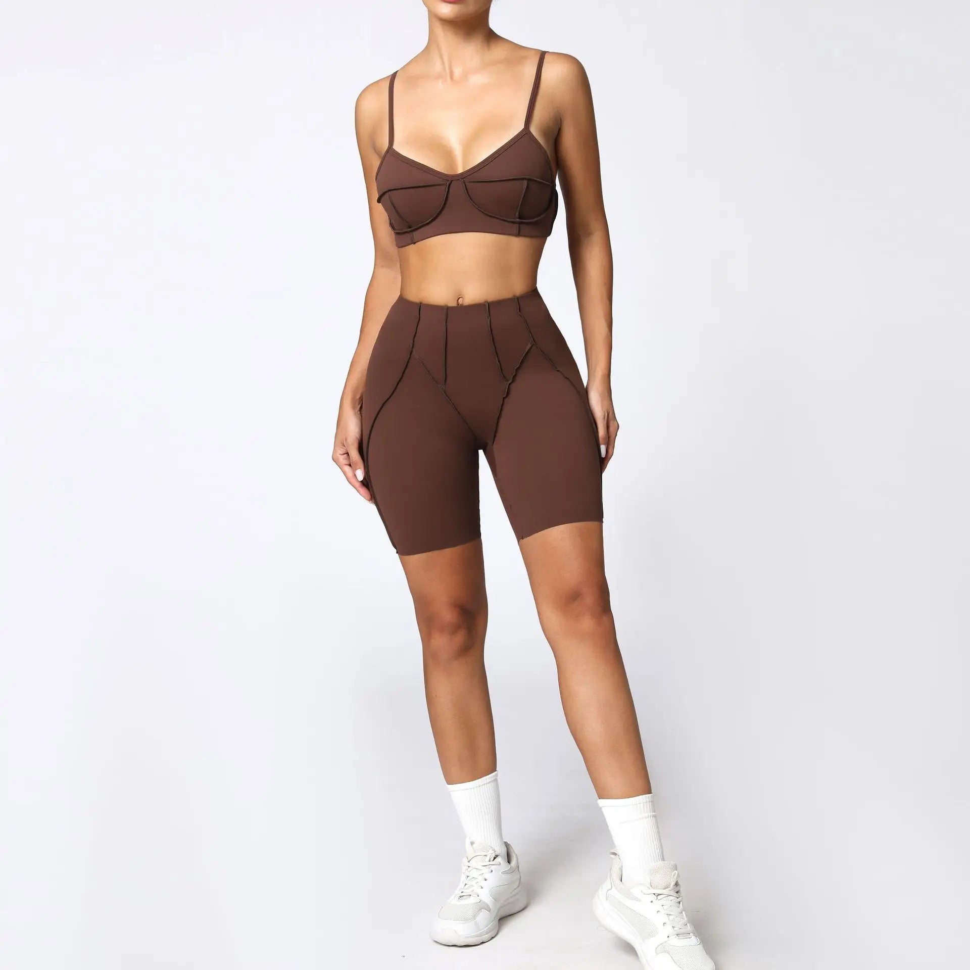 Seamless Yoga Set – High-Waist Leggings & Backless Sports Bra