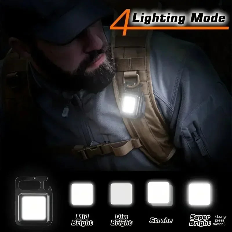 Portable COB LED Keychain Flashlight – USB Rechargeable Mini Aluminum Work Light