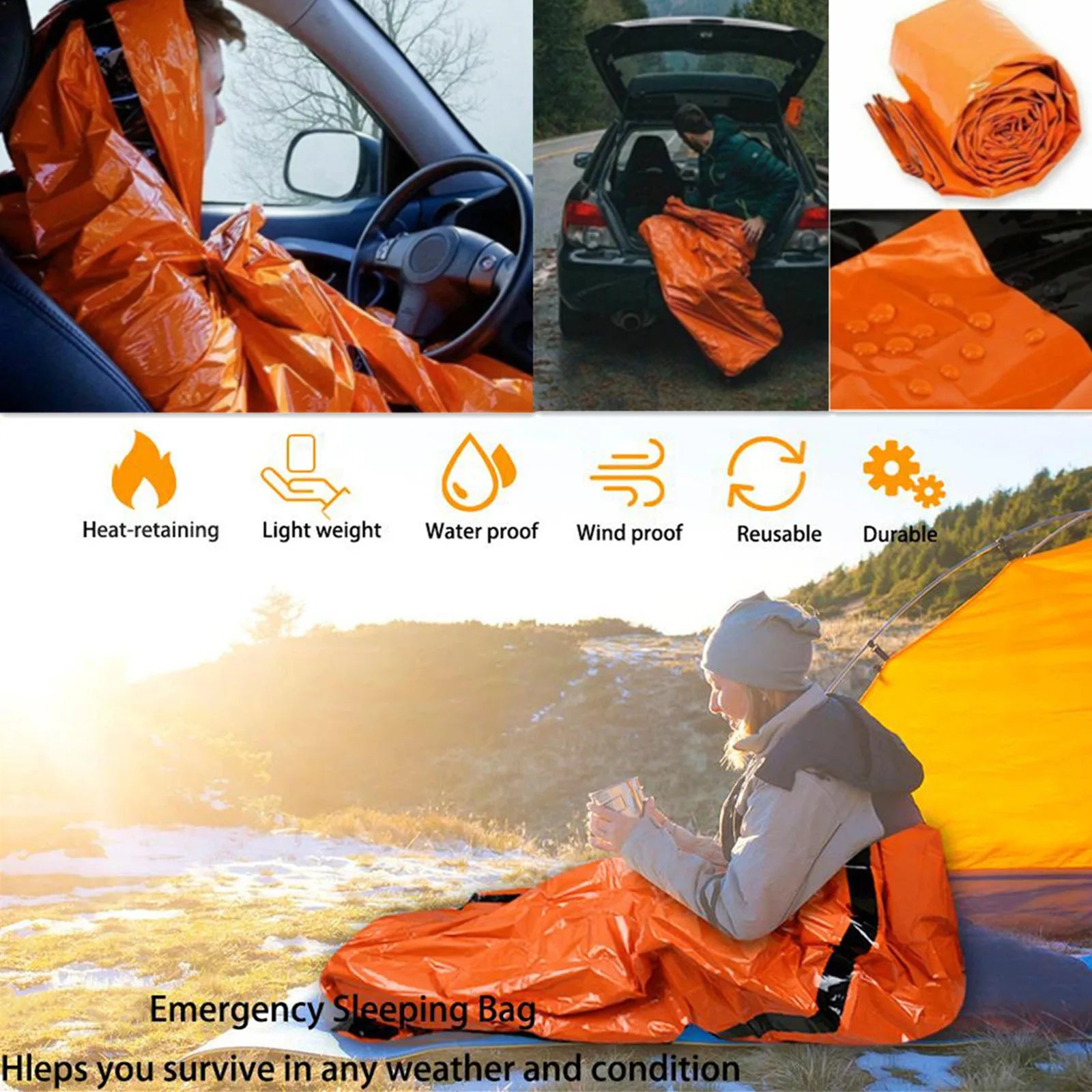 Emergency Mylar Sleeping Bag – Waterproof Survival Blanket