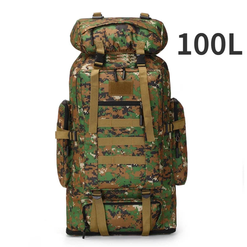 80L/100L Tactical Mountaineering Backpack – Large Outdoor Hiking & Camping Bag