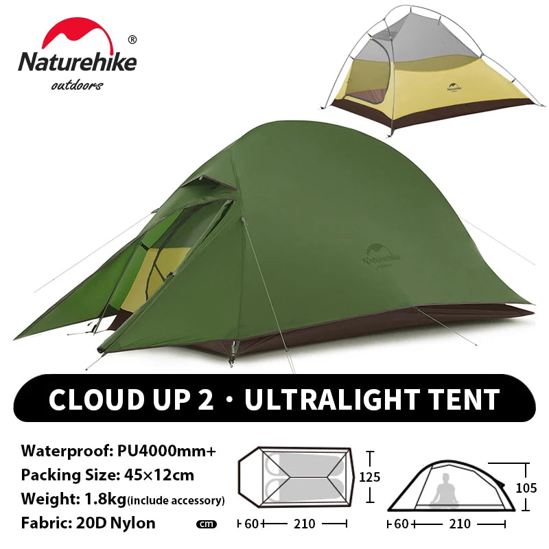 Naturehike 2-Person Waterproof Trekking Tent – Lightweight 3-Season Outdoor Shelter