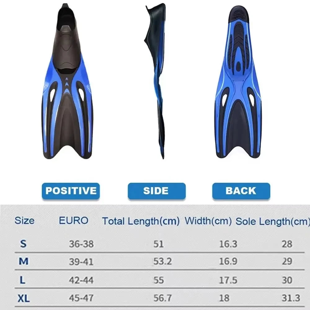 Professional Diving Fins – Flexible Non-Slip Swim Flippers