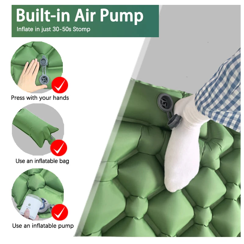 Inflatable Camping Mattress with Pillow – Ultralight Sleeping Pad