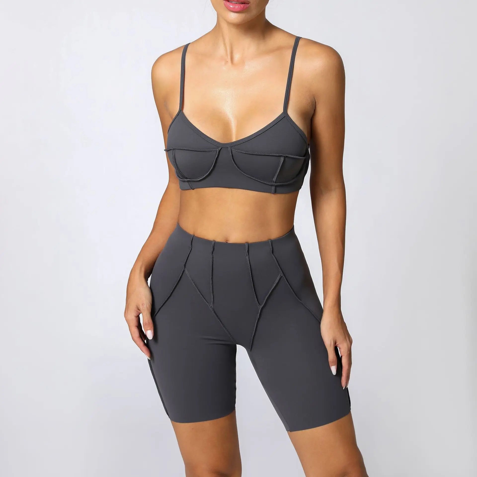 Seamless Yoga Set – High-Waist Leggings & Backless Sports Bra