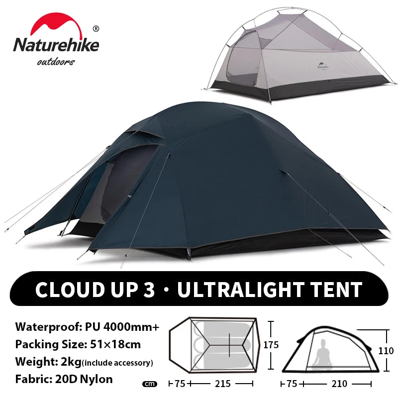 Naturehike 2-Person Waterproof Trekking Tent – Lightweight 3-Season Outdoor Shelter