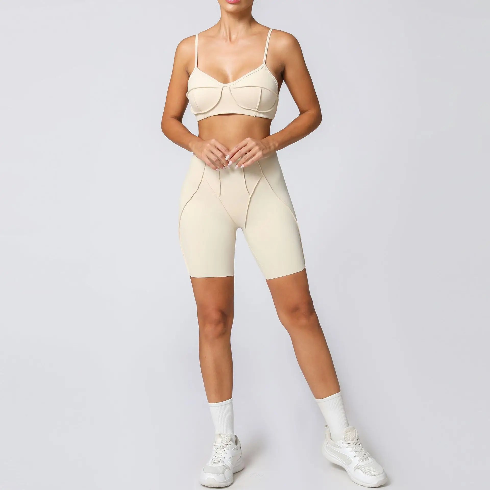 Seamless Yoga Set – High-Waist Leggings & Backless Sports Bra