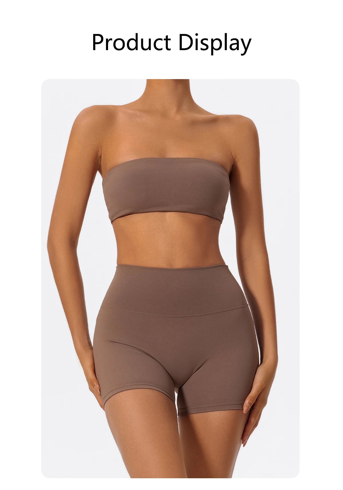 Two-Piece Women’s Fitness Set – Strapless Sports Bra & Gym Crop Top