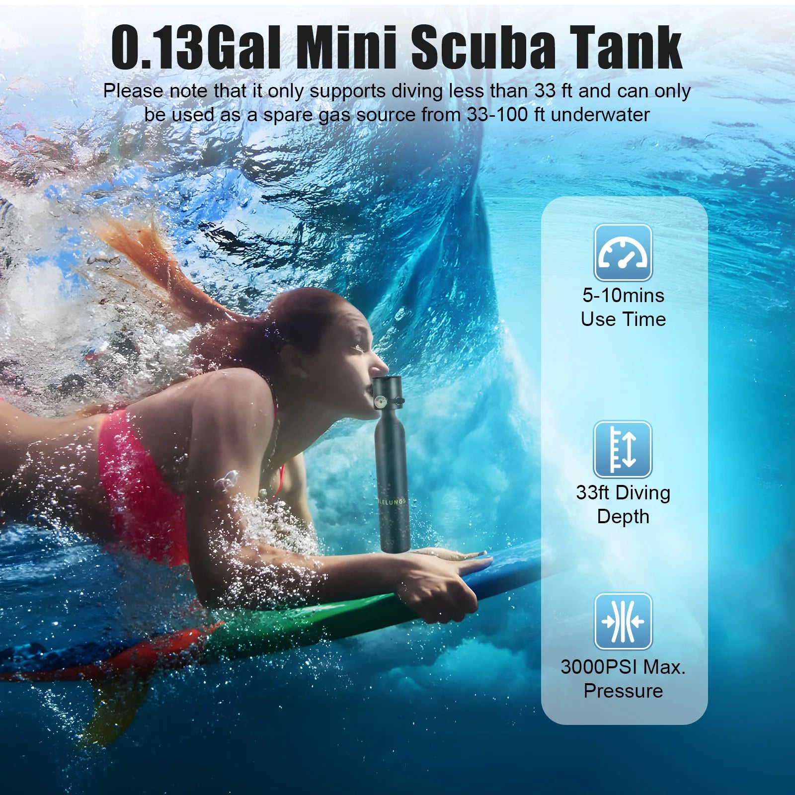 0.5L Mini Scuba Tank – Portable Diving Oxygen Cylinder for 5–10 Min Use