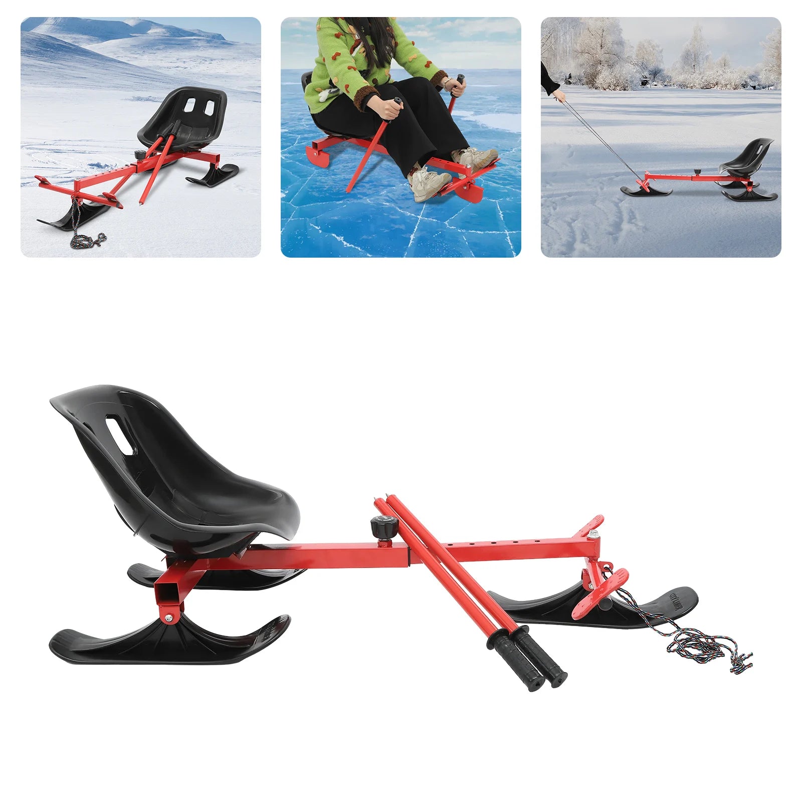 Snow Racer PE Triangular Ski Scooter – Red & Black, Ages 3+