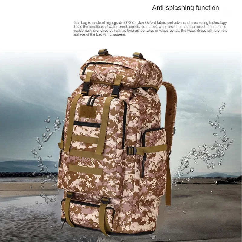 80L/100L Tactical Mountaineering Backpack – Large Outdoor Hiking & Camping Bag