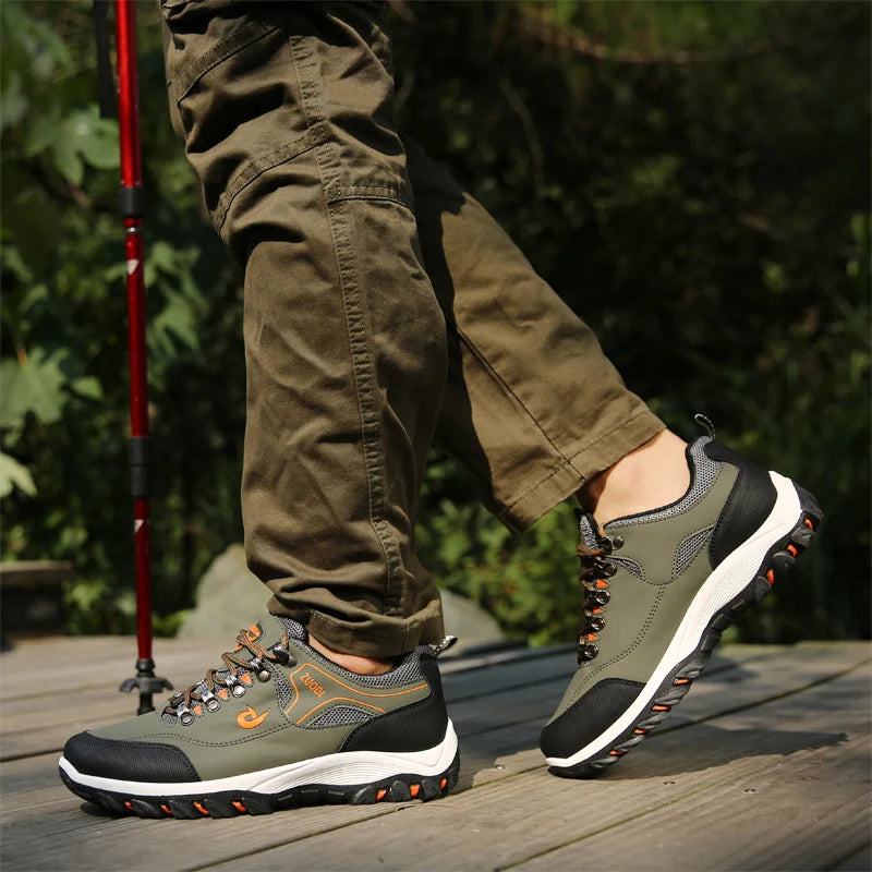 Men’s Leather Casual Sneakers – Lightweight Walking Shoes