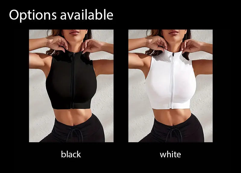 Women’s 2-Piece Yoga Set – Breathable Zipper Fitness Vest & Shorts