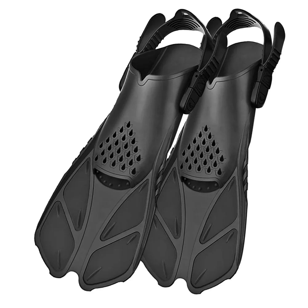 Adjustable Short Snorkel Fins – Open Heel Diving Flippers for Adults