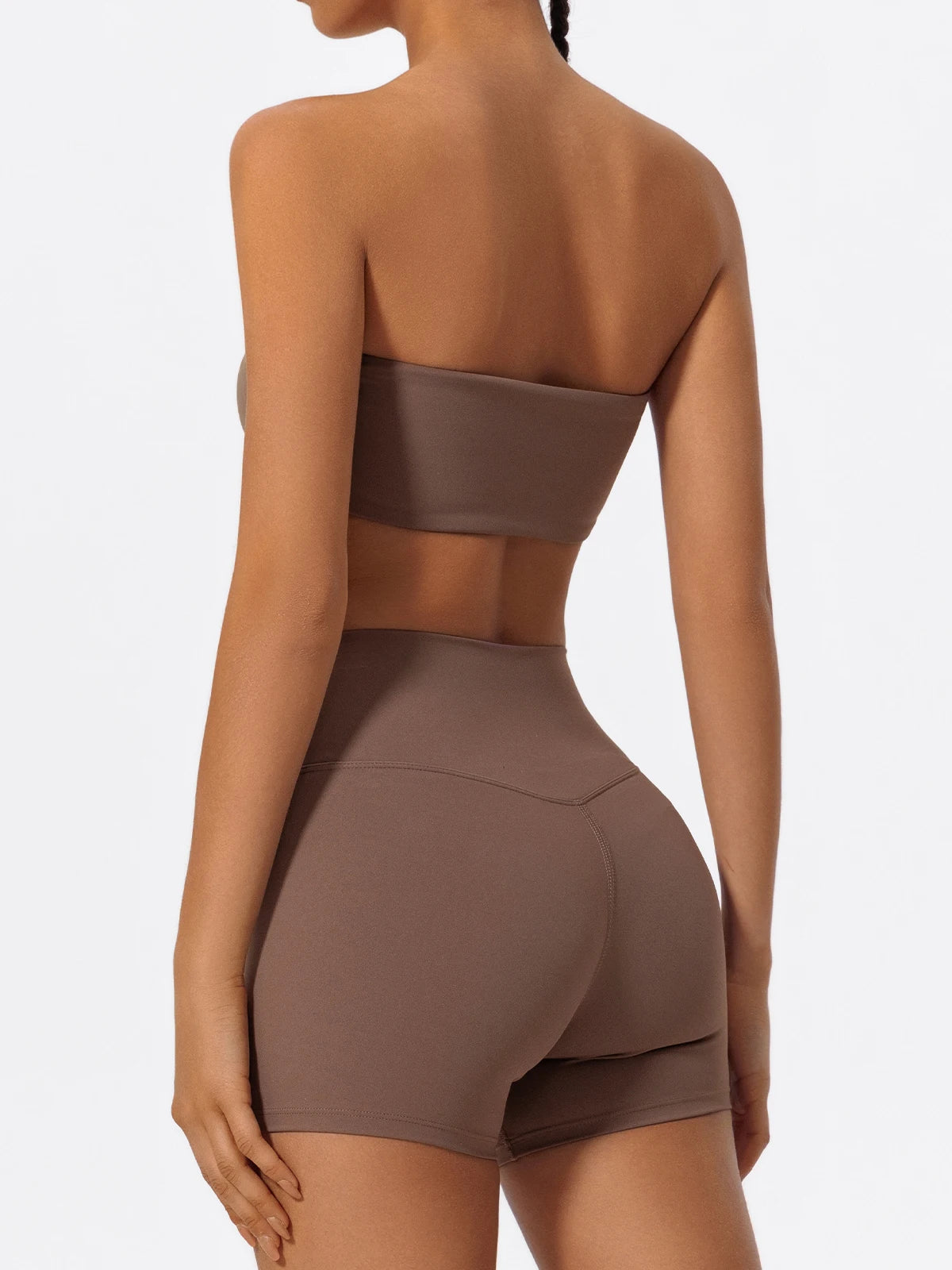 Two-Piece Women’s Fitness Set – Strapless Sports Bra & Gym Crop Top