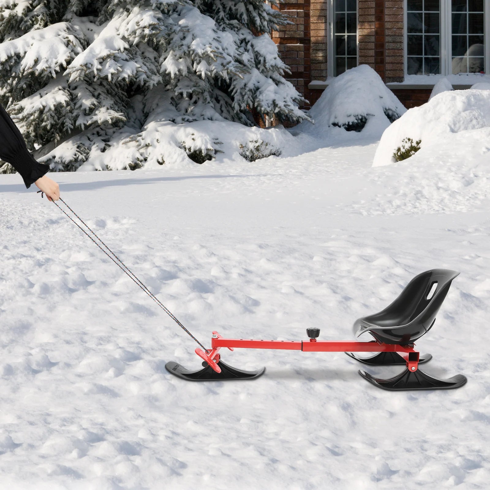 Snow Racer PE Triangular Ski Scooter – Red & Black, Ages 3+