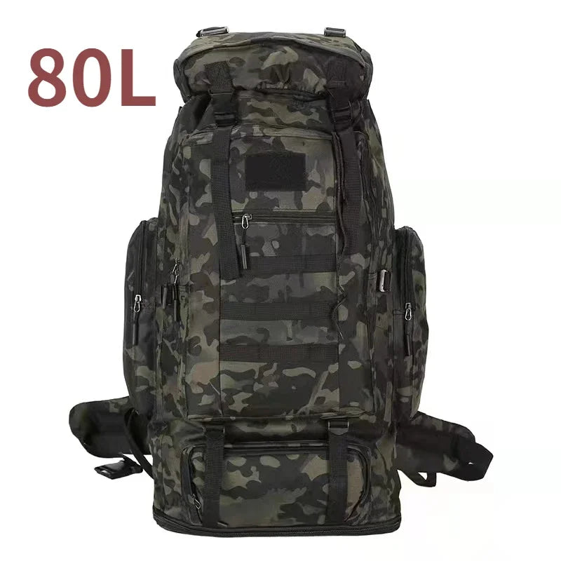 80L/100L Tactical Mountaineering Backpack – Large Outdoor Hiking & Camping Bag