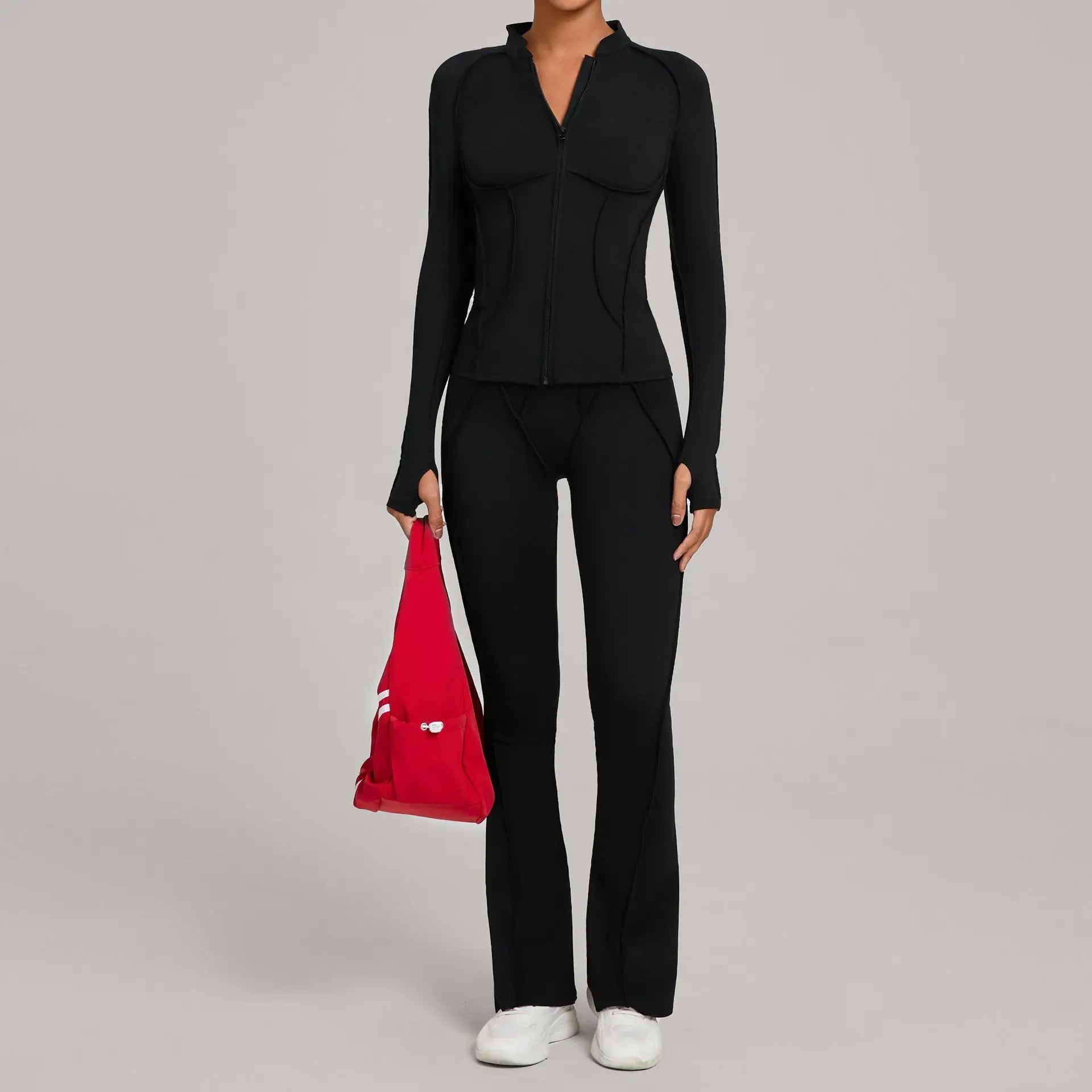 Seamless Yoga Set – High-Waist Leggings & Backless Sports Bra