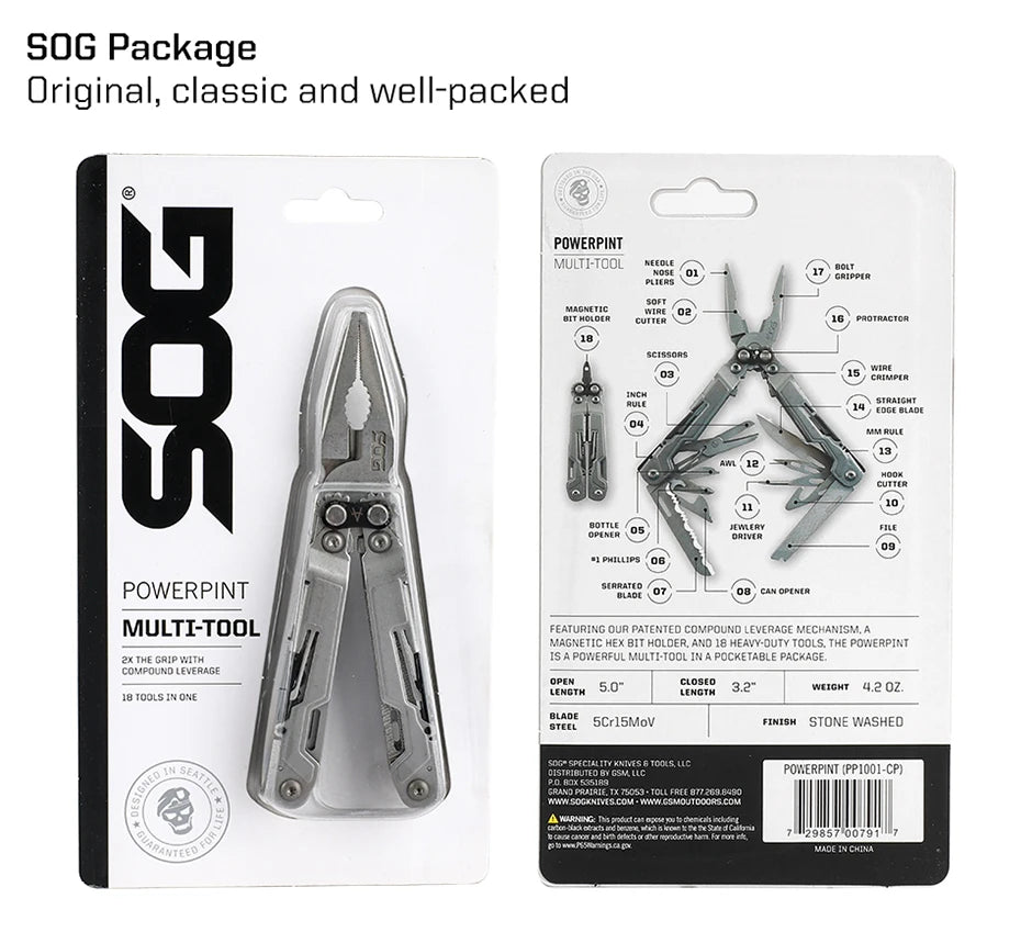 PowerPint 18-in-1 Tactical Multi-Tool – Folding Pliers & Knife