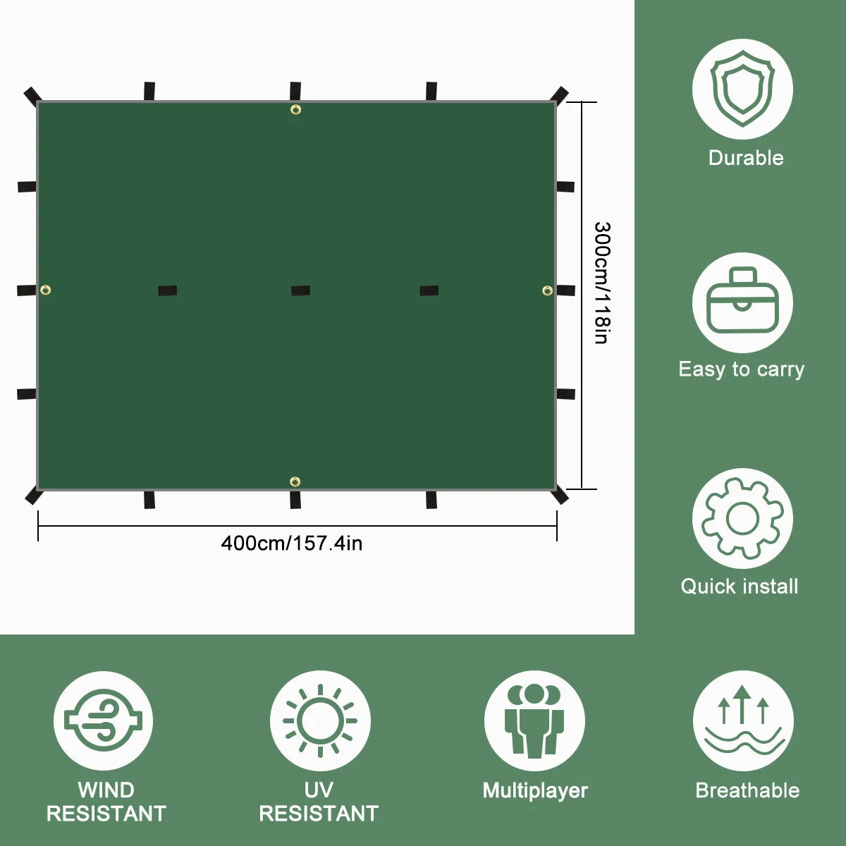 Waterproof Tent Tarp – Lightweight Outdoor Camping Sun Shelter
