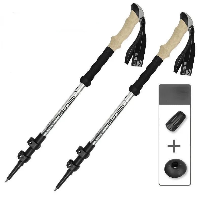 2PCS Ultralight Telescopic Trekking Poles – Adjustable Aluminum Hiking Sticks
