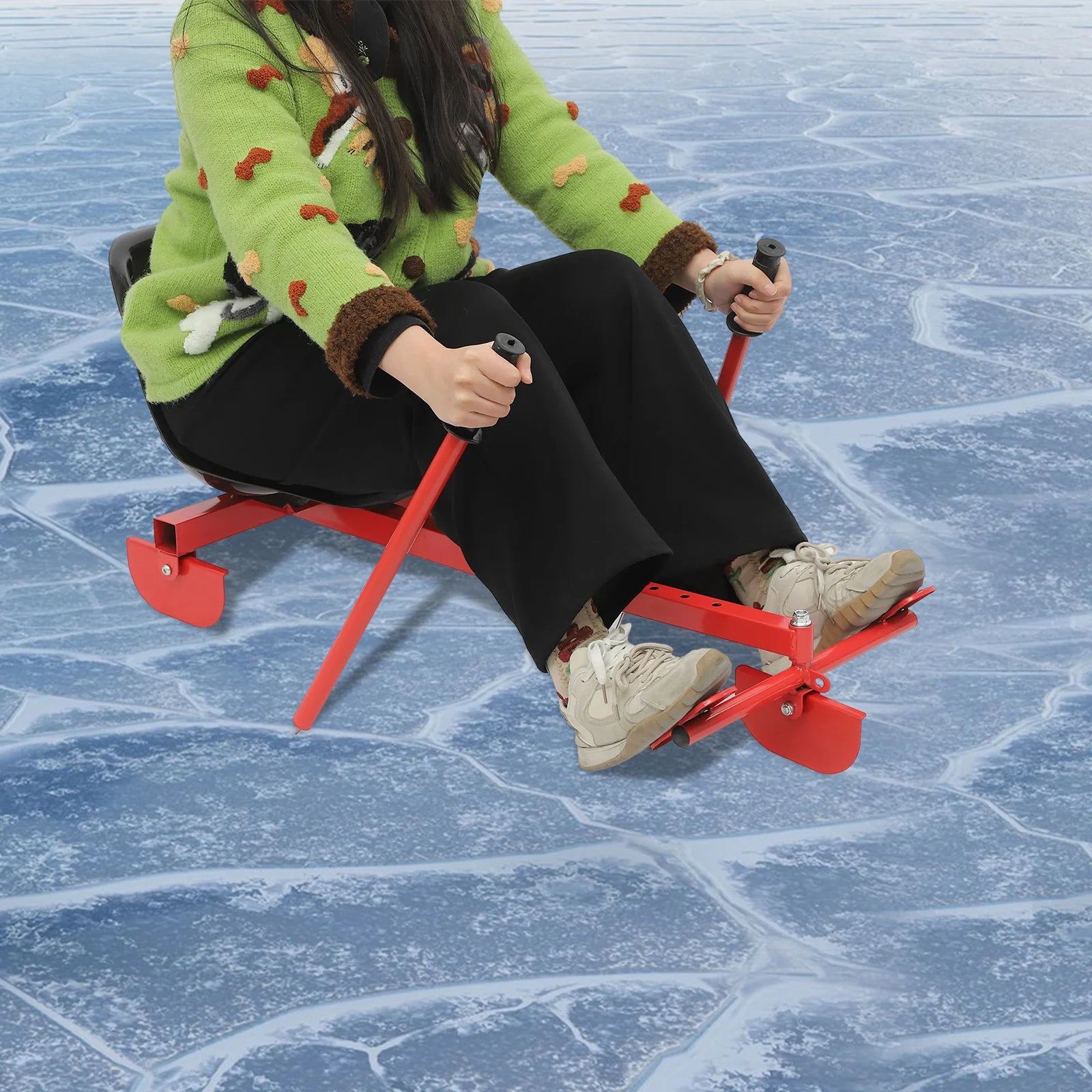 Snow Racer PE Triangular Ski Scooter – Red & Black, Ages 3+