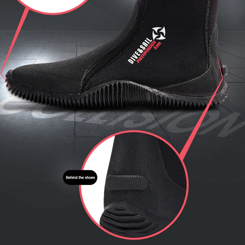 5mm Neoprene Zipper Dive Boots – Anti-Slip Water Sports Footwear