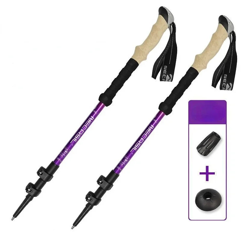 2PCS Ultralight Telescopic Trekking Poles – Adjustable Aluminum Hiking Sticks