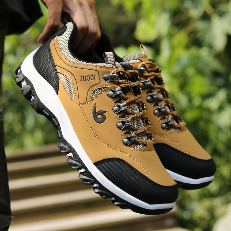 Men’s Leather Casual Sneakers – Lightweight Walking Shoes