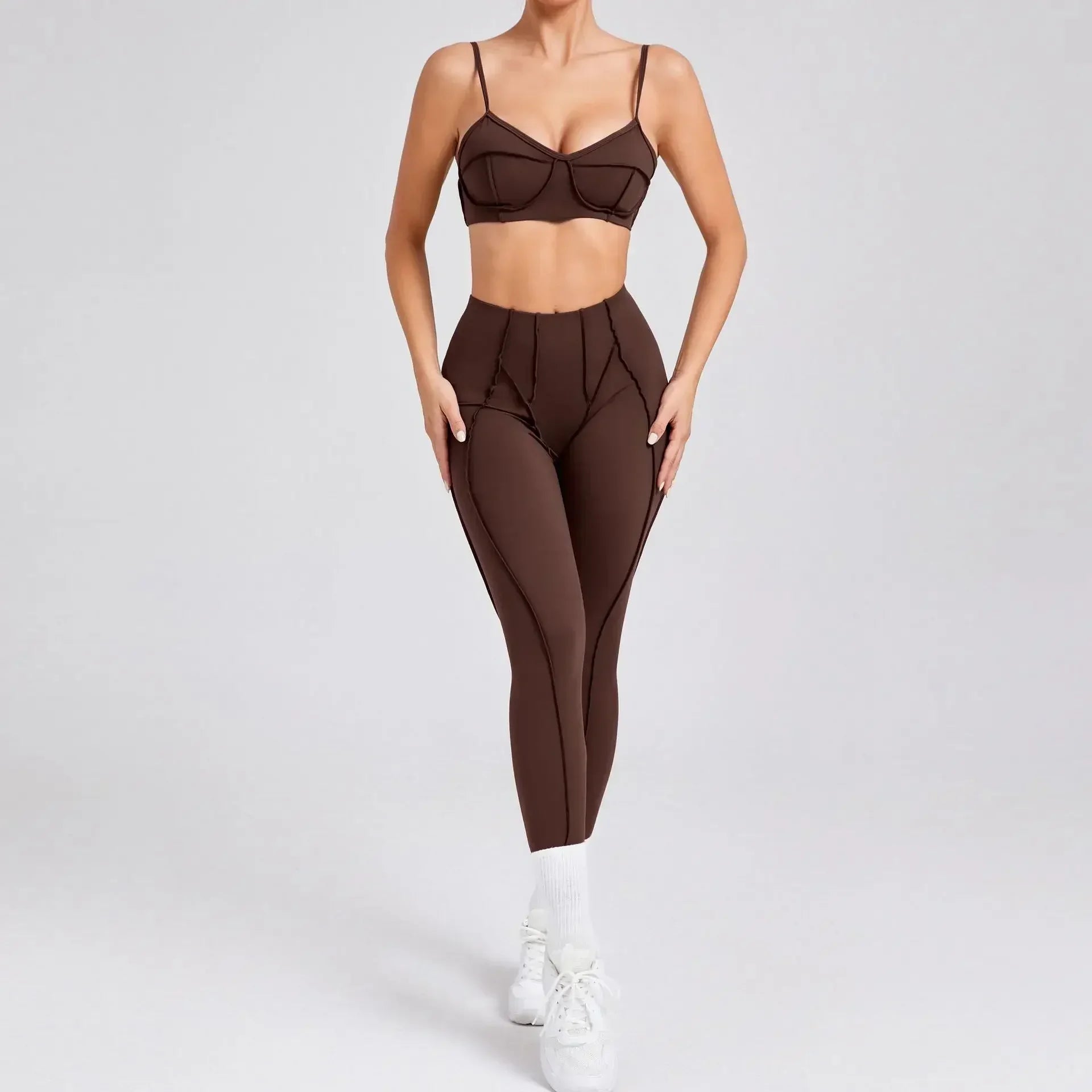 Seamless Yoga Set – High-Waist Leggings & Backless Sports Bra