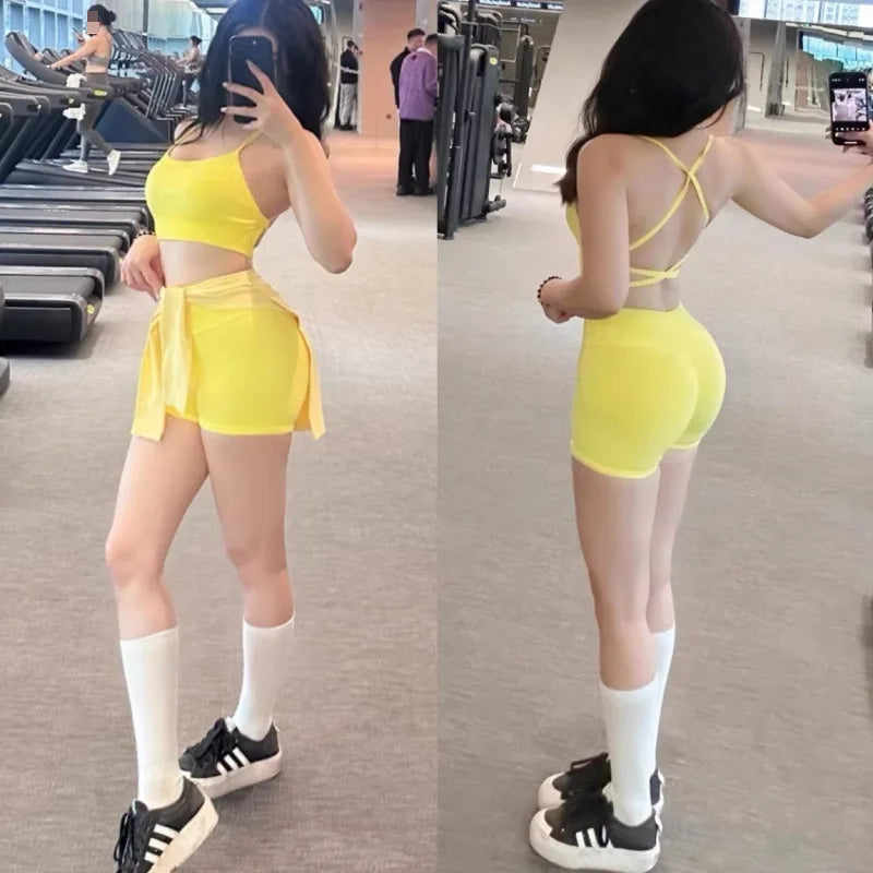 Seamless High-Waist Hip-Hugging Fitness Shorts – Peach Stretch Sports Pants