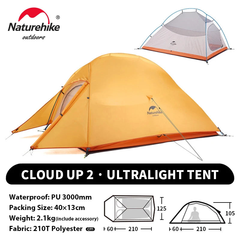 Naturehike 2-Person Waterproof Trekking Tent – Lightweight 3-Season Outdoor Shelter