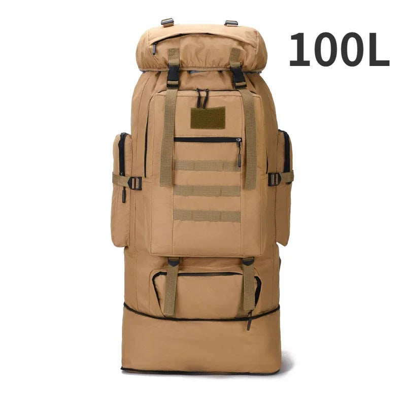 80L/100L Tactical Mountaineering Backpack – Large Outdoor Hiking & Camping Bag