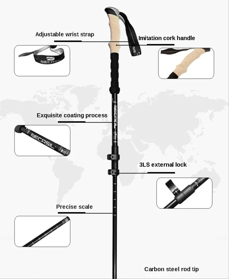 2PCS Ultralight Telescopic Trekking Poles – Adjustable Aluminum Hiking Sticks
