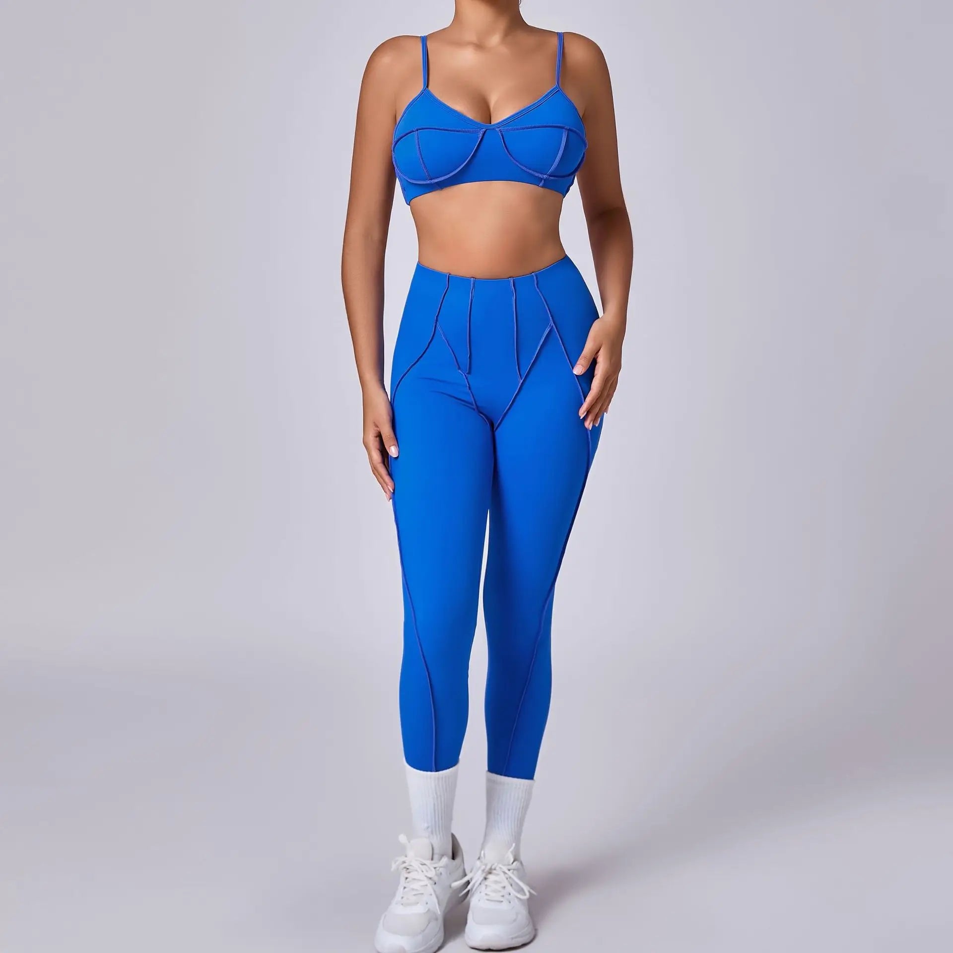 Seamless Yoga Set – High-Waist Leggings & Backless Sports Bra