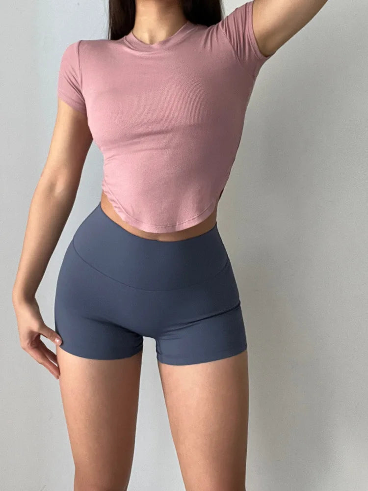 GymHUB High-Waist Hip-Lifting Yoga Shorts – 3/4 Quick-Dry Pants