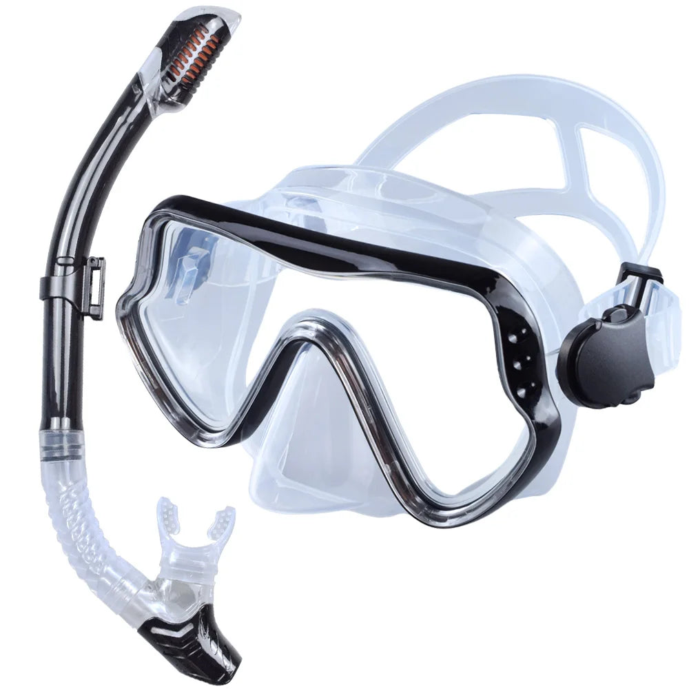 Dry Snorkel Set with Panoramic Mask – Professional Diving Gear for Adults