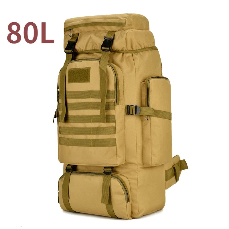 80L/100L Tactical Mountaineering Backpack – Large Outdoor Hiking & Camping Bag