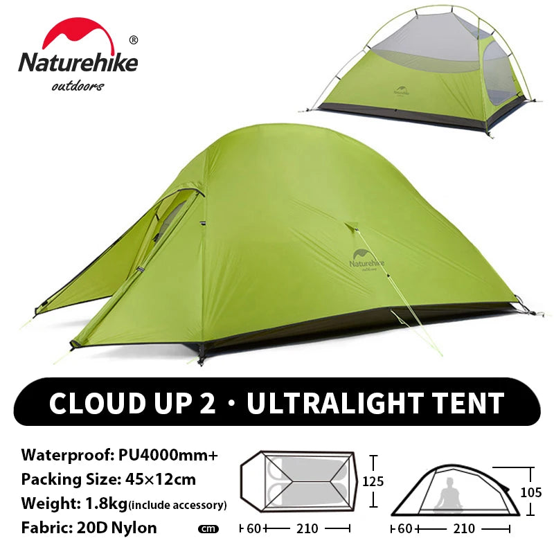 Naturehike 2-Person Waterproof Trekking Tent – Lightweight 3-Season Outdoor Shelter