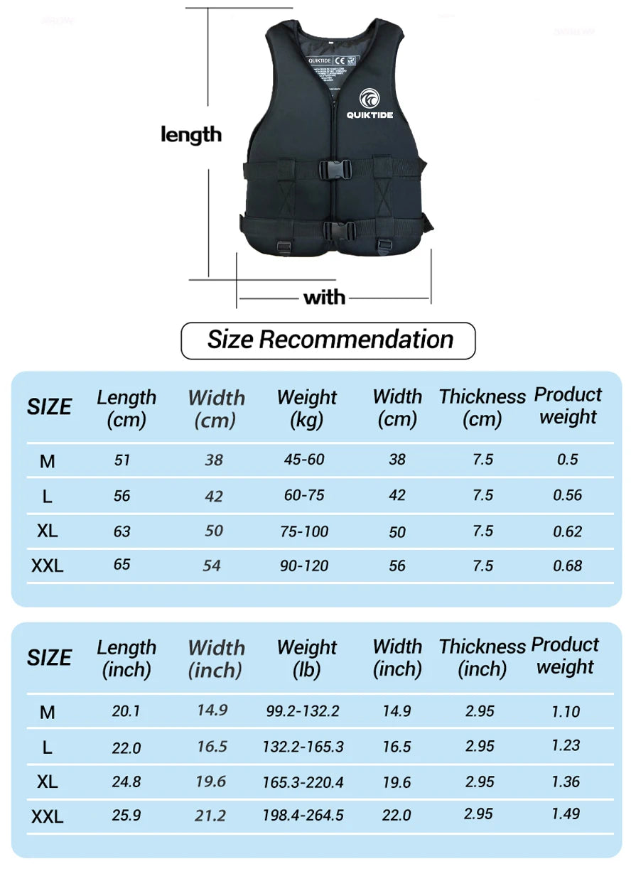 Neoprene Life Jacket – Adult & Kids Buoyancy Vest