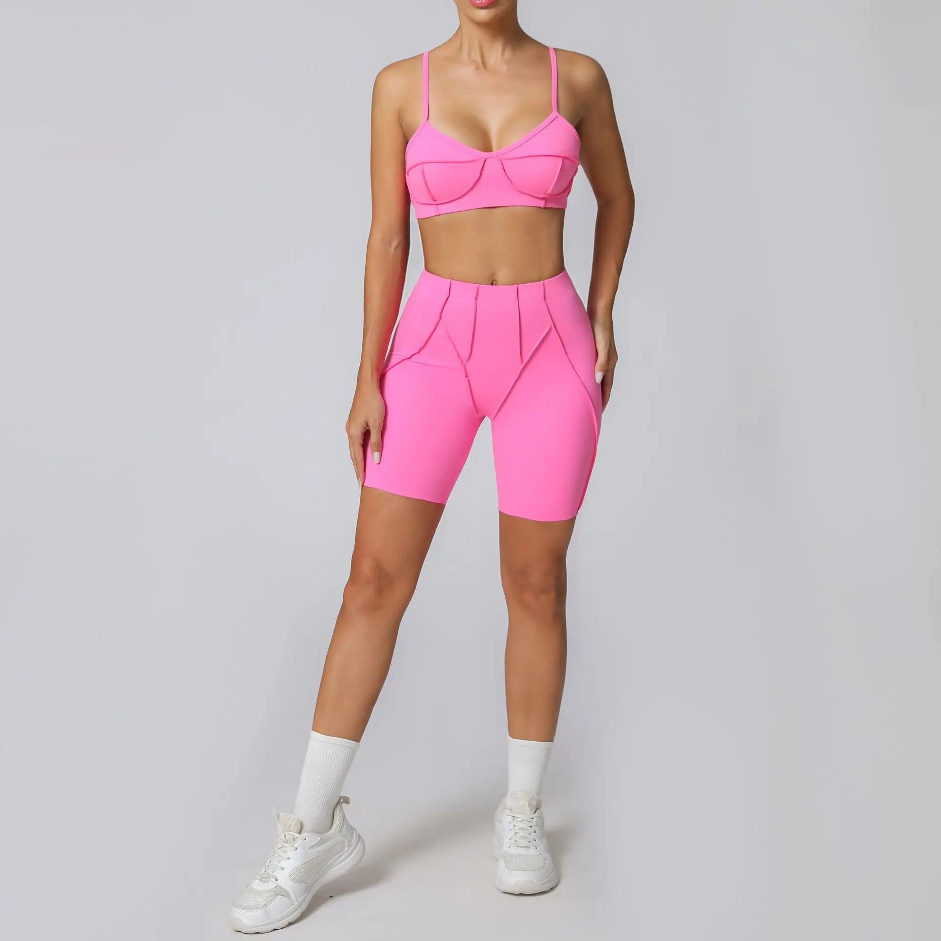 Seamless Yoga Set – High-Waist Leggings & Backless Sports Bra