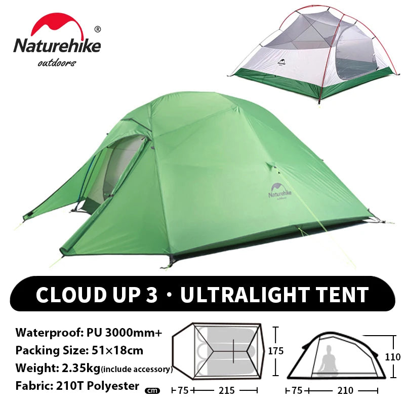 Naturehike 2-Person Waterproof Trekking Tent – Lightweight 3-Season Outdoor Shelter
